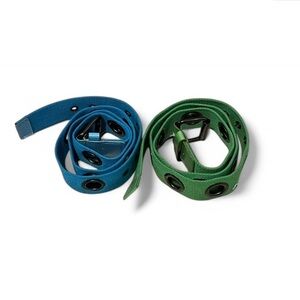 Bundle of 2 Vintage y2k grommet belts- blue and lime green. Punk Skater Grunge